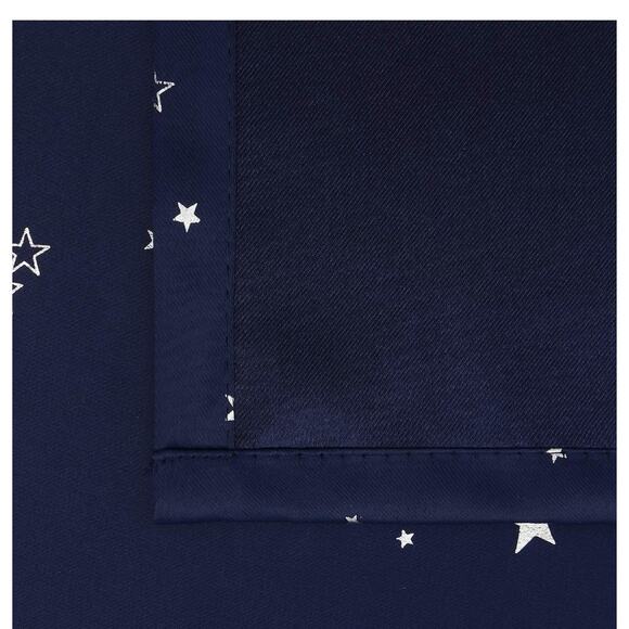 Kids Blackout Curtains Set 52x63 Navy Blue Silver Stars Insulated Darkening New - Picture 3 of 9